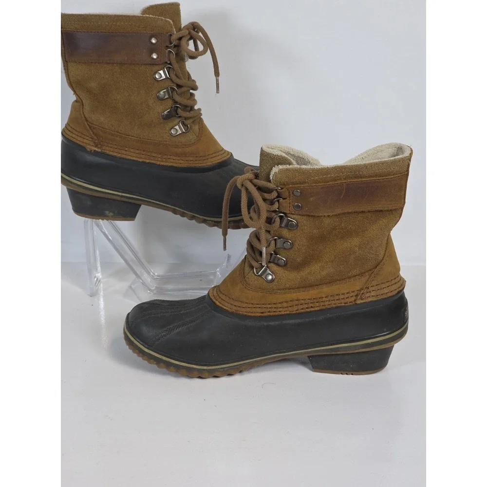 Sorel Womens 8 Winter Leather Waterproof Heeled Duck Ankle Snow Boots Shoes